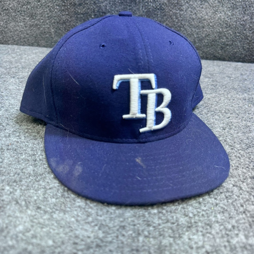 Tampa Bay Rays New Era Hat Mens 7 5/8 59FIFTY Navy MLB Cool Base Fitted EUC
